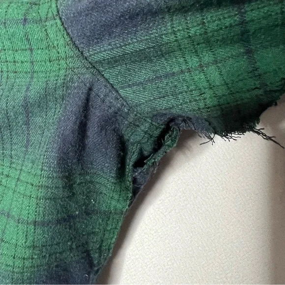 A**Holes Live Forever Green Blue Plaid Long Sleeve Mens Embroidered Shirt XXXL - Picture 8 of 10